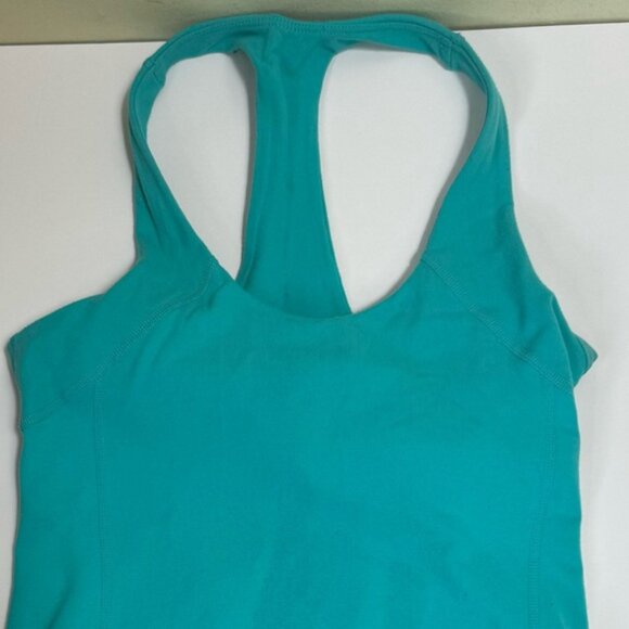 Lululemon Round Neck Tank Racer Swiftly Luon Bra Shelf Top Logo Tiffany Blue 4 - Picture 10 of 14